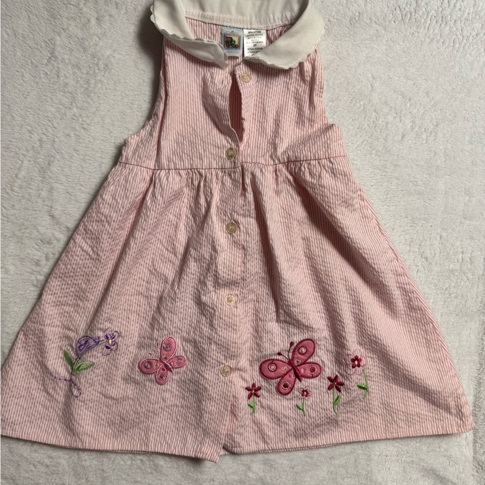 Pink Sleeveless Sundress with Peter Pan Collar